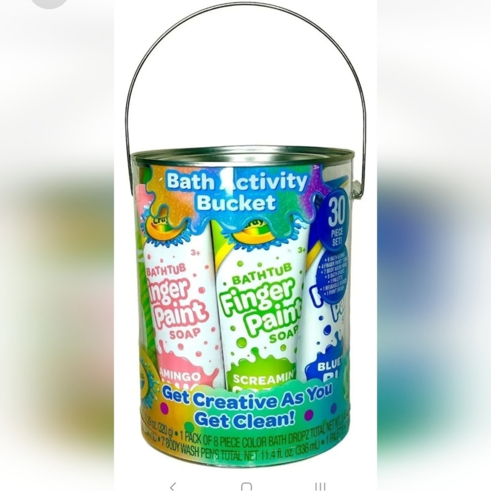 NWT Kids Crayola Bath Activity Bucket Finger Paint Color Soap Pens 30 Piece